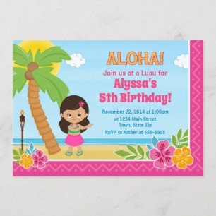 Hula meisje verjaardag uitnodiging Luau uitnodigin