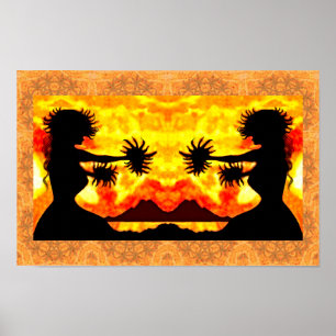 Hula Meisjes Print, Waarde Poster Papier (Matte)