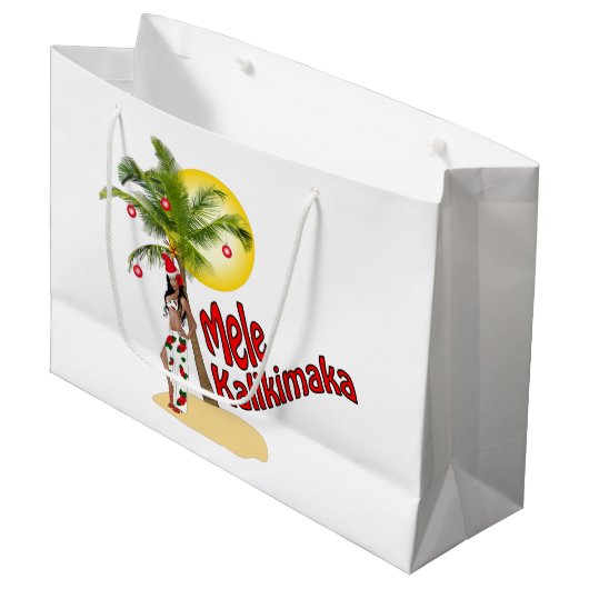 Hula Mele Kalikimaka kerstcadeau Grote tas Groot Cadeauzakje (Voorkant Gekanteld)