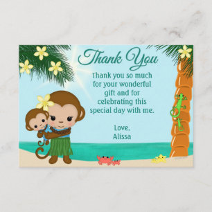 Hula Monkey Baby shower Dank u wel BOY 3,5 x 5 inc Bedankkaart