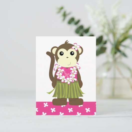 Hula Monkey Briefkaart (Staand voorkant)