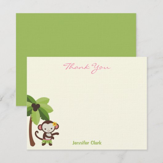 Hula Monkey - Hartelijk dank Bedankkaart (Voorkant / Achterkant)