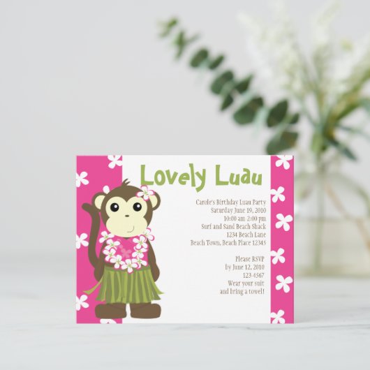 Hula Monkey Kaart (Staand voorkant)