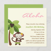 Hula Monkey Luau Party Invitation Kaart (Voorkant / Achterkant)