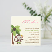 Hula Monkey Luau Party Invitation Kaart (Staand voorkant)