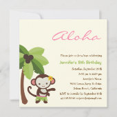 Hula Monkey Luau Party Invitation Kaart (Voorkant)