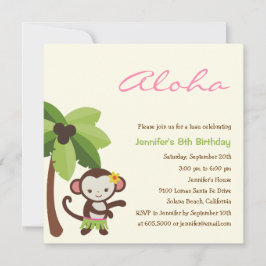 Hula Monkey Luau Party Invitation Kaart