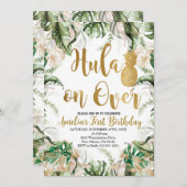 Hula op het feest, ananas verjaardag kaart (Voorkant / Achterkant)