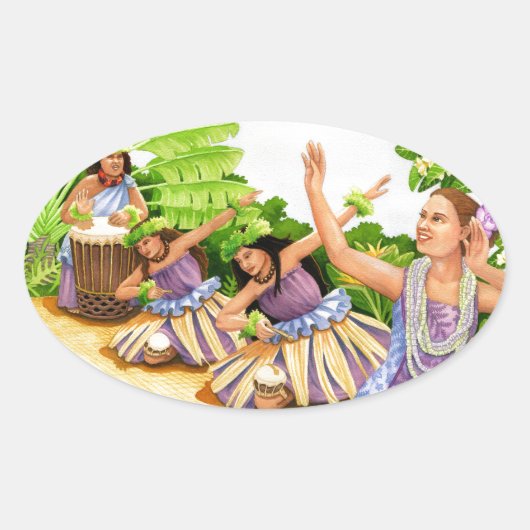 Hula Ovale Sticker (Voorkant)