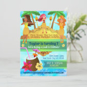 Hula over Luah Birthday Uitnodigingen (Staand voorkant)