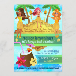 Hula over Luah Birthday Uitnodigingen