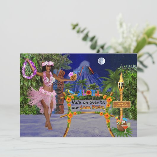 Hula over onze Luau Party Kaart (Staand voorkant)