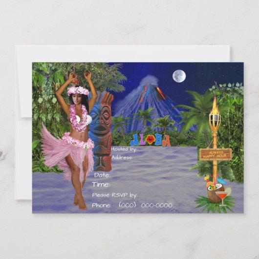 Hula over onze Luau Party Kaart (Achterkant)