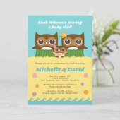 Hula Owl Hawaiian Baby shower Uitnodiging (Staand voorkant)