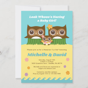 Hula Owl Hawaiian Baby shower Uitnodiging
