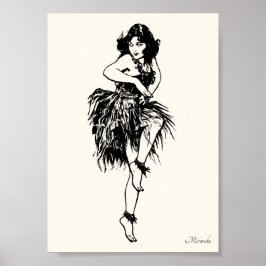 Hula Pin-Up Art Print Geschikt voor het framen van
