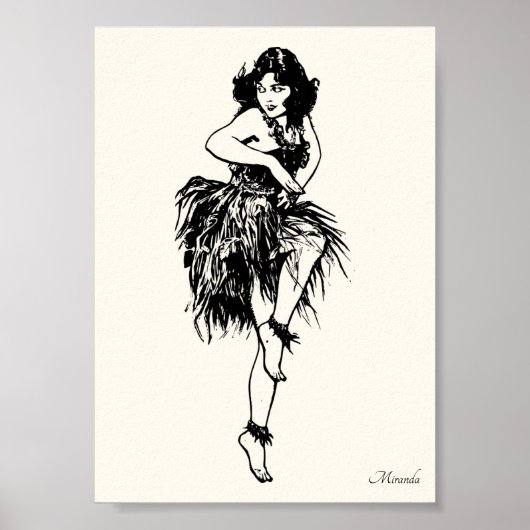 Hula Pin-Up Art Print Geschikt voor het framen van (Voorkant)