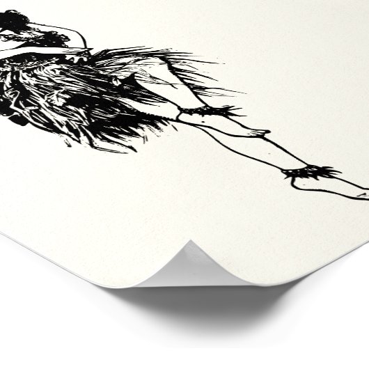 Hula Pin-Up Art Print Geschikt voor het framen van (Hoek)