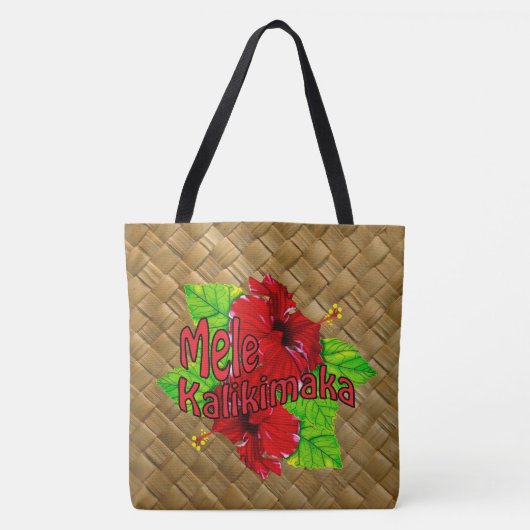 Hula Red Hibiscus Mele Kalikimaka kersttas Tote Bag (Voorkant)