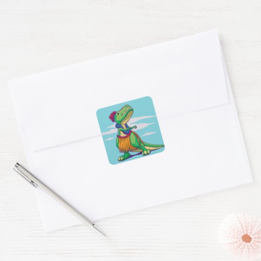 Hula Rex Vierkante Sticker (Envelop)