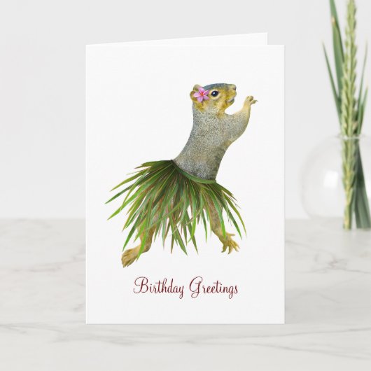Hula Squirrel Birthday Kaart (Voorkant)
