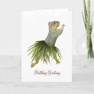 Hula Squirrel Birthday Kaart