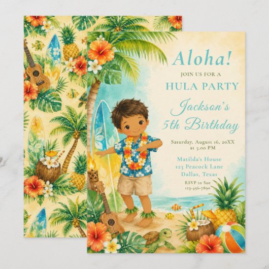 Hula-verjaardagsfeestje Kaart (Voorkant / Achterkant)