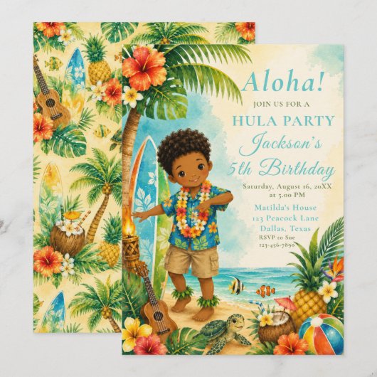 Hula-verjaardagsfeestje Kaart (Voorkant / Achterkant)