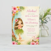 Hula-verjaardagsfeestje Kaart (Staand voorkant)