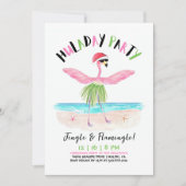 Huladay Party Flamingo Santa Tropische Kerstmis Kaart (Voorkant)