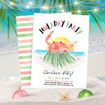 Huladay Party Krab Hawaïaanse tropische kerst Kaart<br><div class="desc">Breng de warmte van de tropen naar uw vakantieseizoen met deze 'Happy Huladays Crab Hawaian Tropical Christmas'-uitnodigingen met een grappige krabhula die in de zon danst bij het zee. Door vakantie humor te combineren met een strandvibe, heb je het gevoel dat je feest viert onder de eilandzon. Het originele kunstwerk...</div>