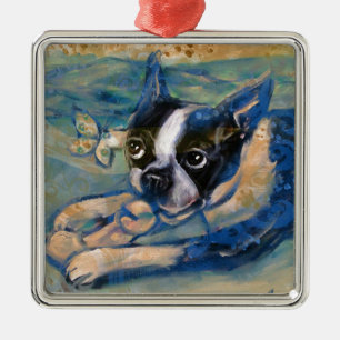hulde aan Boston Terrier geluk Metalen Ornament