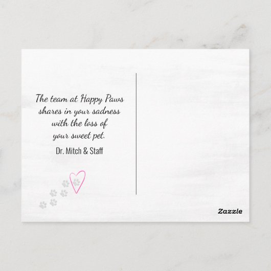 Hulde aan Collie-hond bij verlies van huisdier Briefkaart (Achterkant)