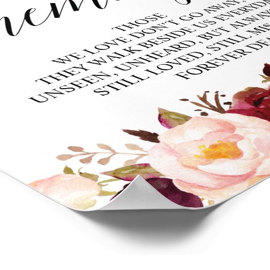 Hulde aan dierbare herinnering Trouwherdenking Taf Poster (Hoek)