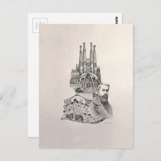 "Hulde aan Gaudi " Briefkaart (Voorkant / Achterkant)