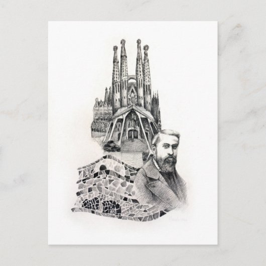 Hulde aan Gaudi. Briefkaart (Voorkant)