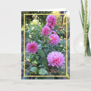 Hulde aan vijf jaar huwelijk 5 chrysanten kaart