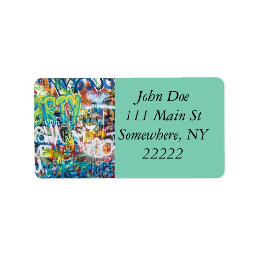 Hulde Graffiti Muur in Praag Etiket (Voorkant)