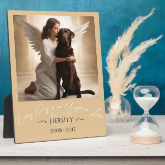 Hulde Verlies van Chocolate Lab Angel Illustratie Fotoplaat