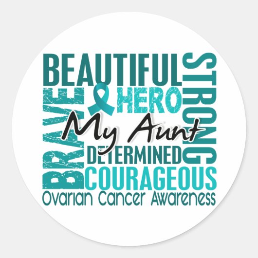 Hulde vierkante tante eierstokkanker ronde sticker (Voorkant)
