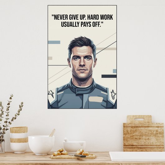 Hülkenberg Quote Poster – Never Give Up (Keuken)