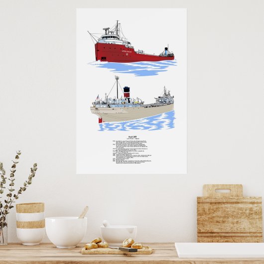 Hull 287 Great Lakes Freighter History Poster (Keuken)