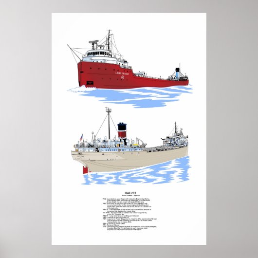 Hull 287 Great Lakes Freighter History Poster (Voorkant)