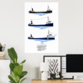Hull 306 Great Lakes Freighter History Poster (Thuiskantoor)