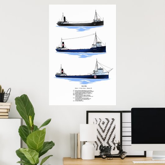 Hull 306 Great Lakes Freighter History Poster (Thuiskantoor)