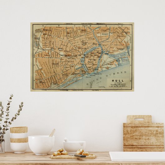  Hull England Map (1910) Poster (Keuken)