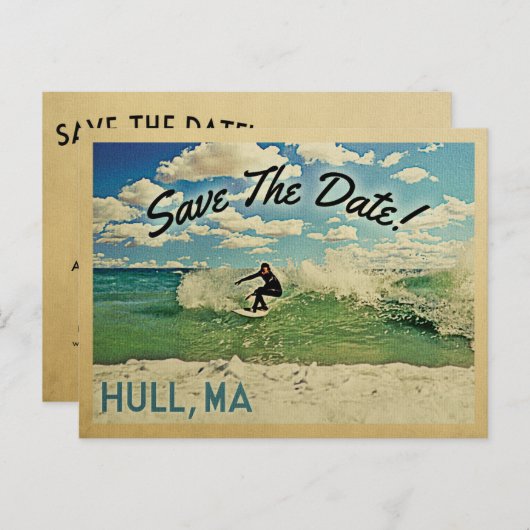 Hull Save The Date Surfing Aankondigingskaart (Voorkant / Achterkant)