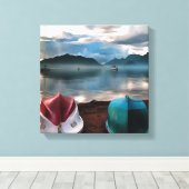 Hullen van boten en marmarineswinterseascape canvas afdruk (Insitu (Houten vloer))
