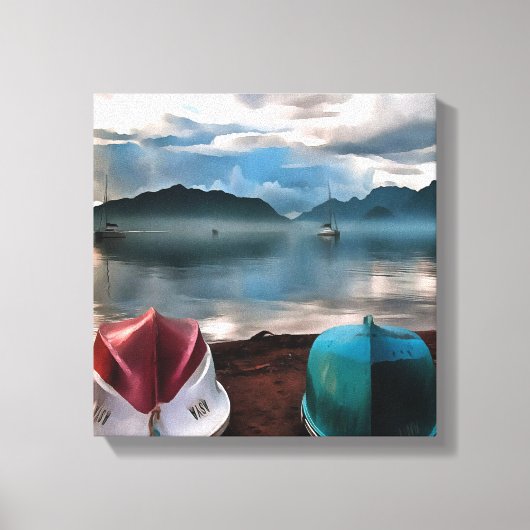 Hullen van boten en marmarineswinterseascape canvas afdruk (Voorkant)