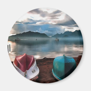Hullen van boten en marmarineswinterseascape magneet